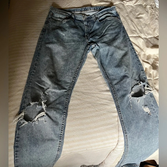 Levi’s Mens Skinny Light Wash Ripped Jeans - Picture 8 of 11
